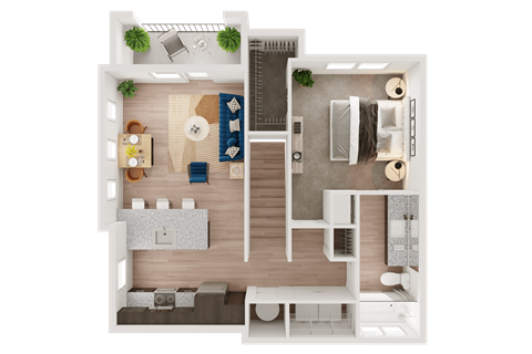 Example Floor Plan Layout at Ironridge's Apartments in San Antonio, TX